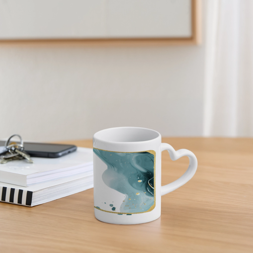 Die ZEILENFLUSS-Herz-Tasse: Weil wir Bücher lieben - white